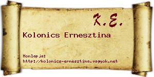 Kolonics Ernesztina névjegykártya
